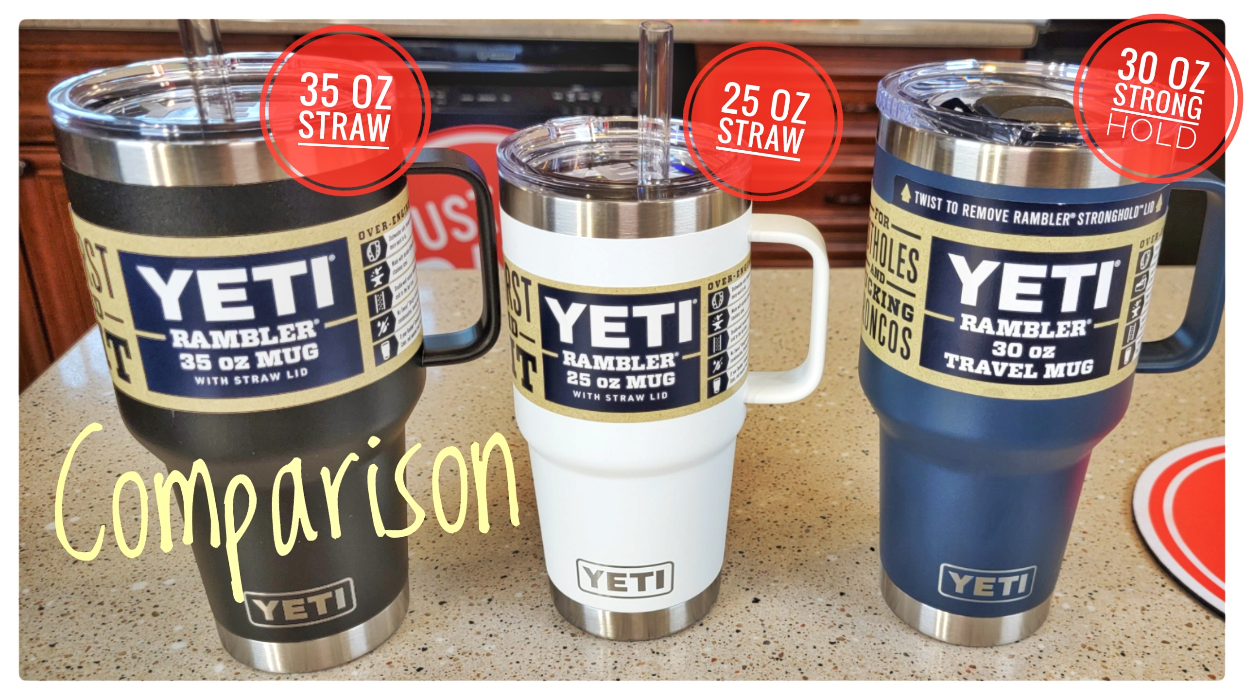 Watch YETI Rambler Comparison 25 oz, 30 oz, 35 oz Straw Lid Mug on